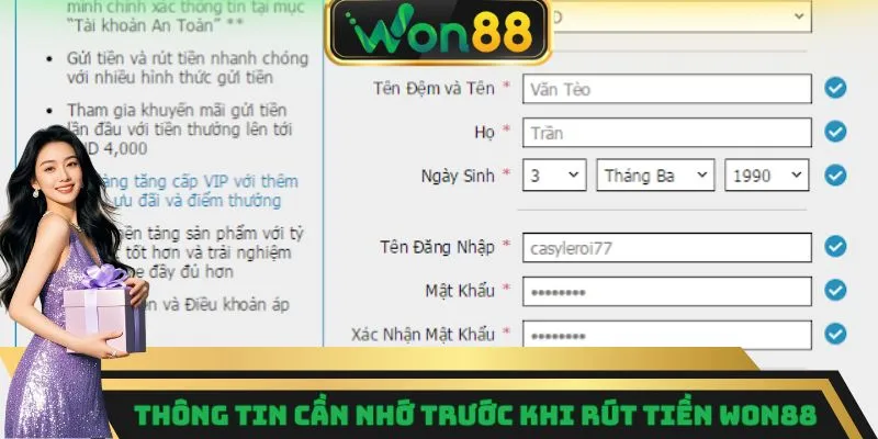 Thông tin cần nhớ trước khi rút tiền Won88